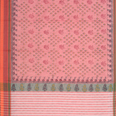 Hand block printed cotton saree