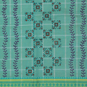 Hand block printed cotton saree