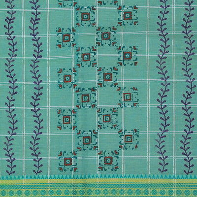 Hand block printed cotton saree