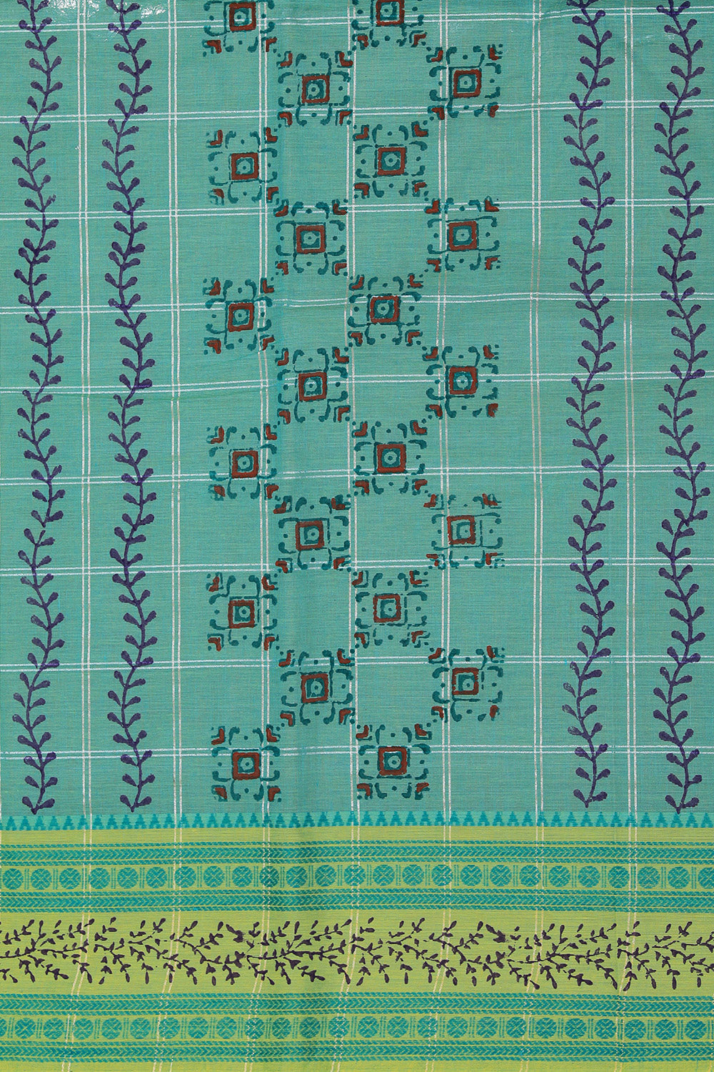 Hand block printed cotton saree