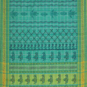Hand block printed cotton saree