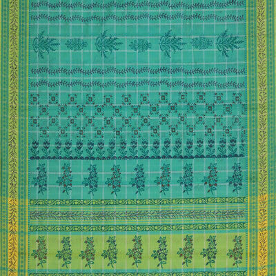 Hand block printed cotton saree
