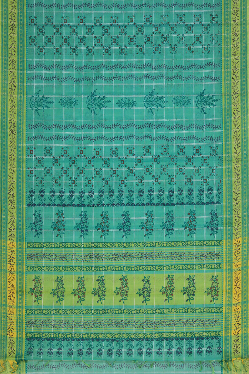 Hand block printed cotton saree