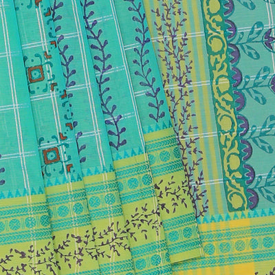 Hand block printed cotton saree