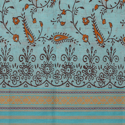 Hand block printed cotton saree