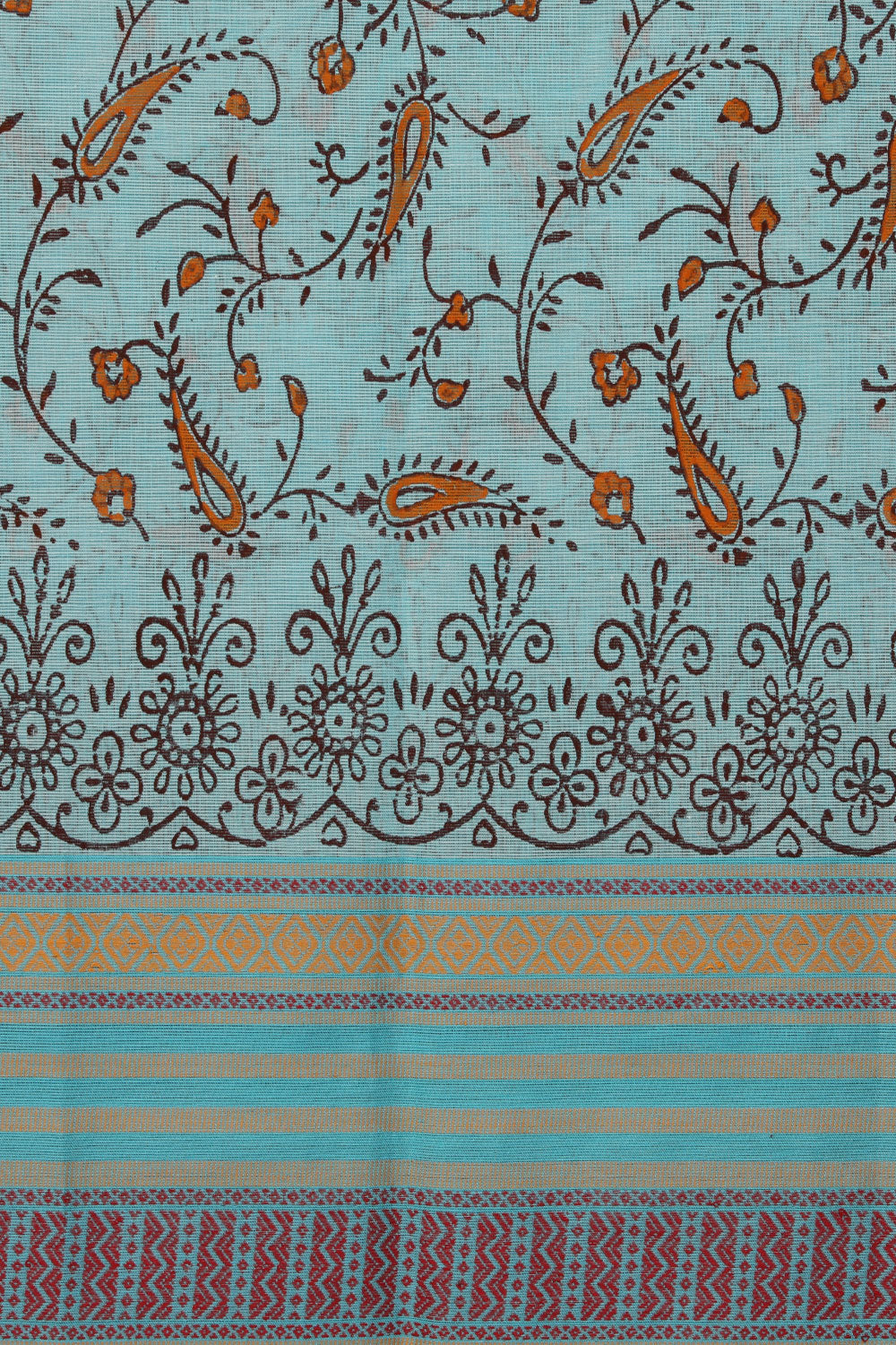 Hand block printed cotton saree
