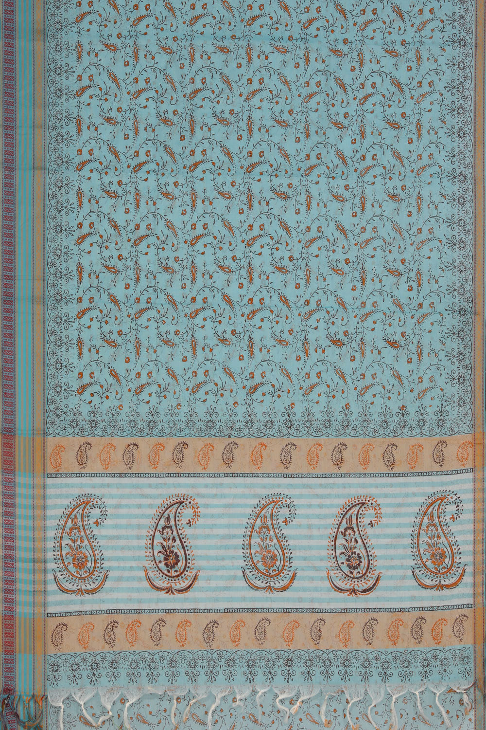 Hand block printed cotton saree