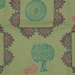Hand block printed cotton saree