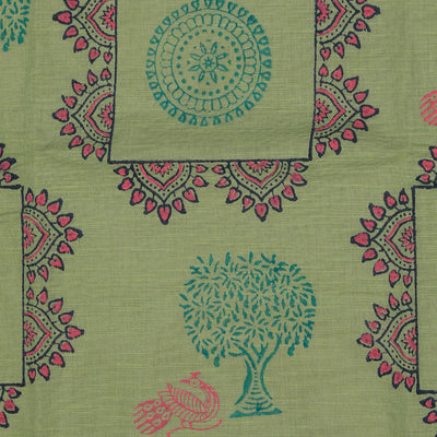 Hand block printed cotton saree