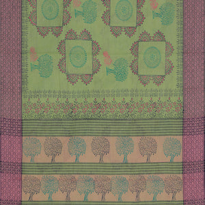 Hand block printed cotton saree