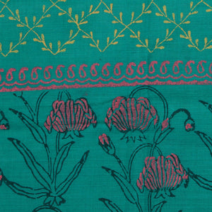 Hand block printed cotton saree