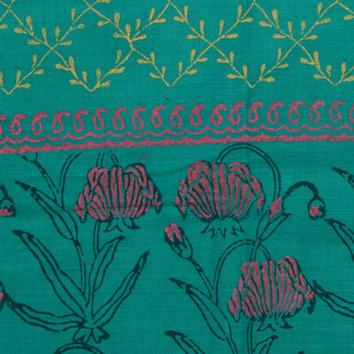 Hand block printed cotton saree