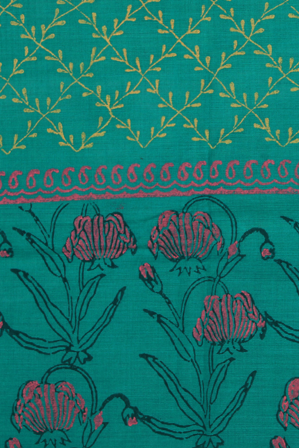 Hand block printed cotton saree