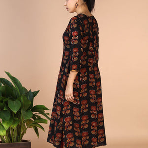 Deep Black Bagru Handblock printed Kurti