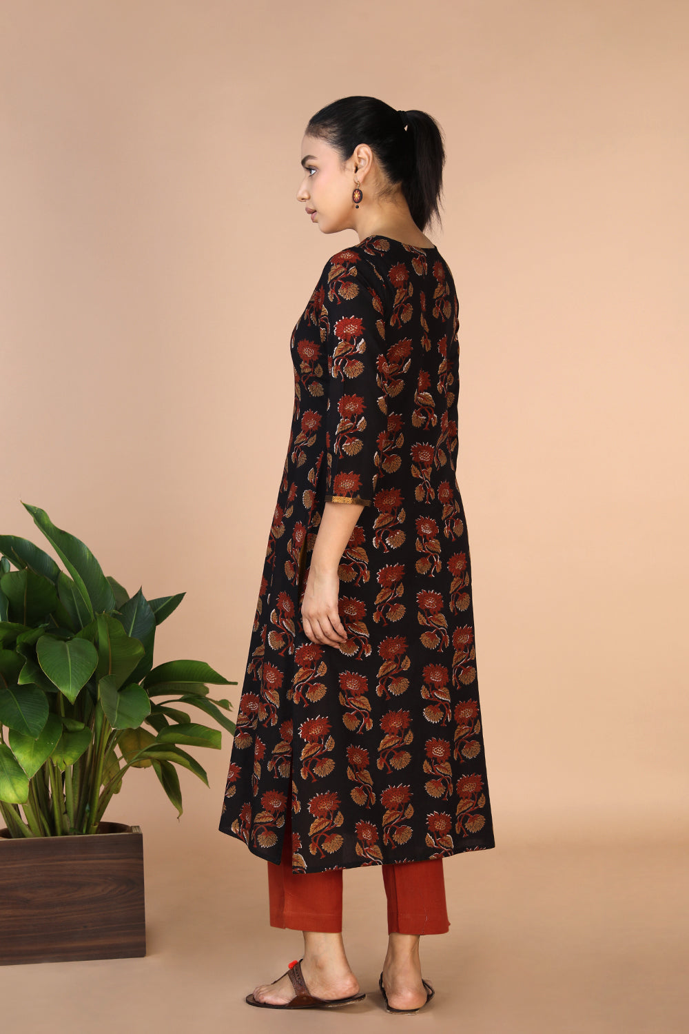 Deep Black Bagru Handblock printed Kurti