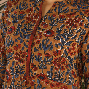 Cotton long handblock printed Bagru dress