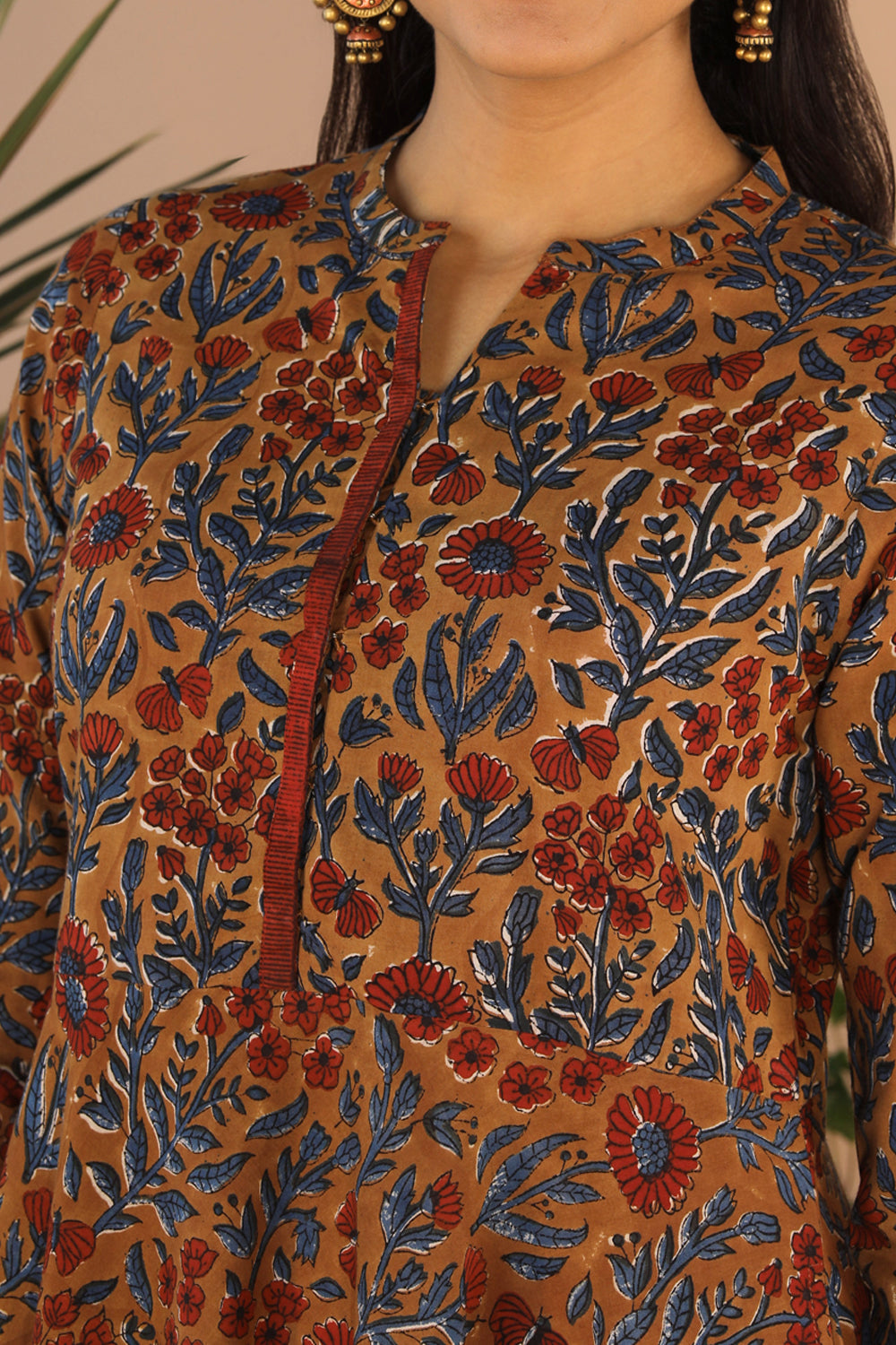 Cotton long handblock printed Bagru dress