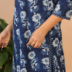 Indigo Bagru Handblock printed Kurta