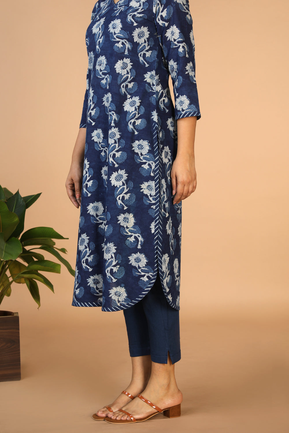 Indigo Bagru Handblock printed Kurta