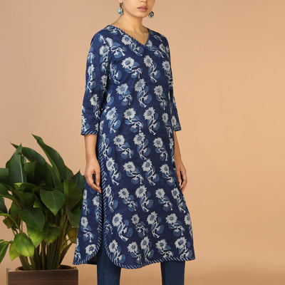 Indigo Bagru Handblock printed Kurta