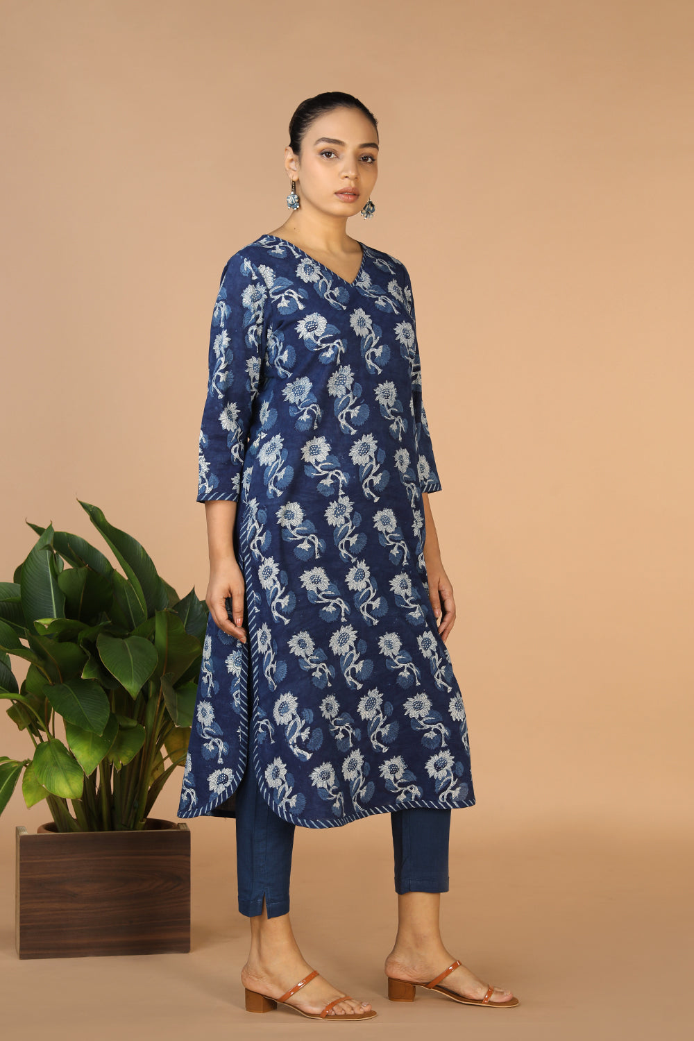 Indigo Bagru Handblock printed Kurta