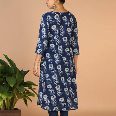 Indigo Bagru Handblock printed Kurta