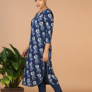 Indigo Bagru Handblock printed Kurta