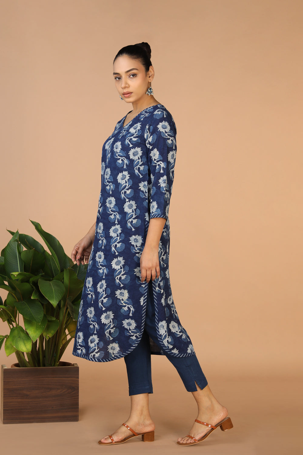 Indigo Bagru Handblock printed Kurta