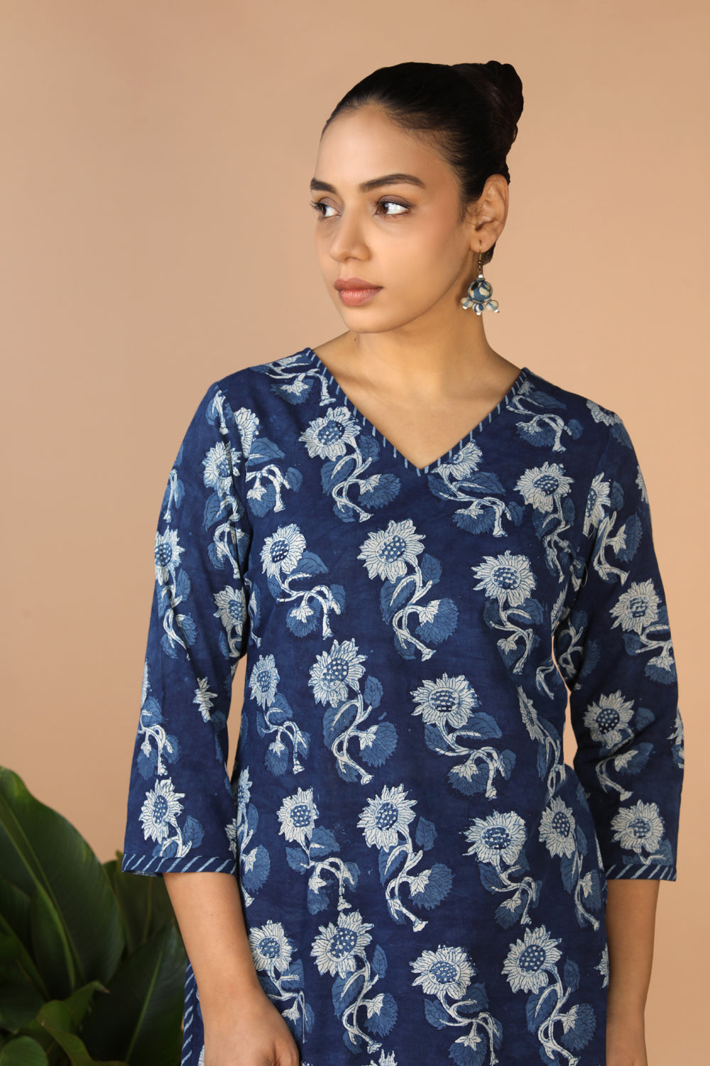 Indigo Bagru Handblock printed Kurta
