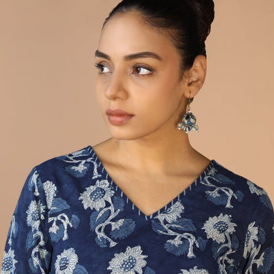 Indigo Bagru Handblock printed Kurta