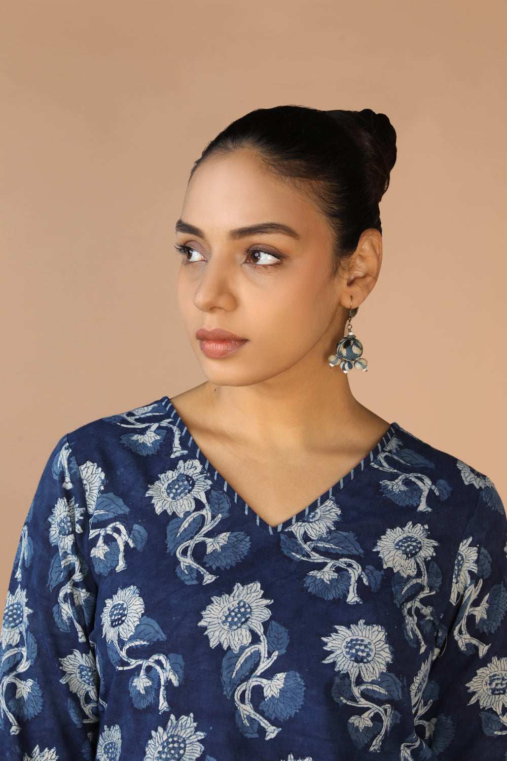 Indigo Bagru Handblock printed Kurta