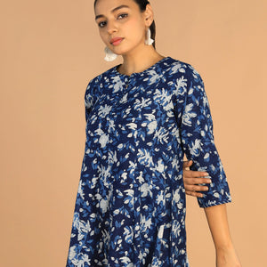 Indigo Bagru panelled dress