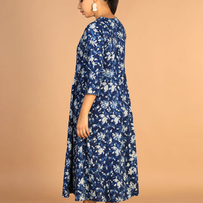Indigo Bagru panelled dress