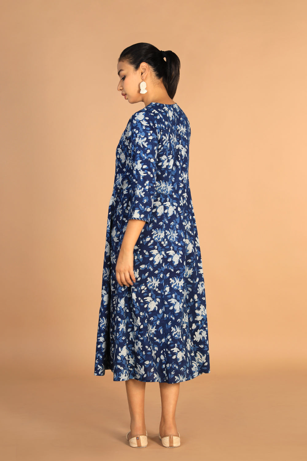 Indigo Bagru panelled dress