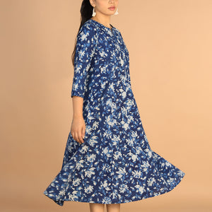 Indigo Bagru panelled dress