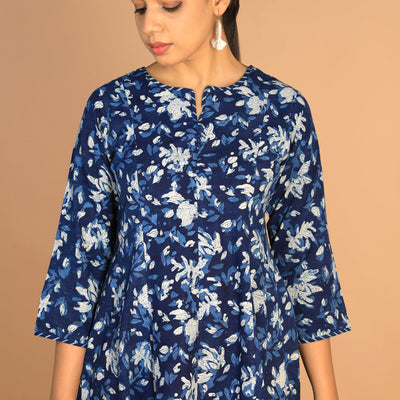 Indigo Bagru panelled dress