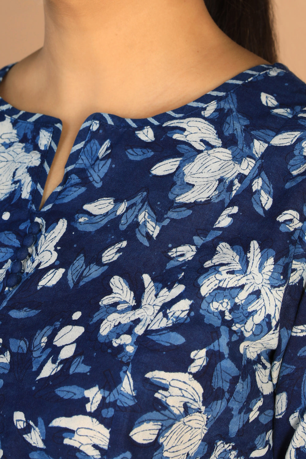 Indigo Bagru panelled dress
