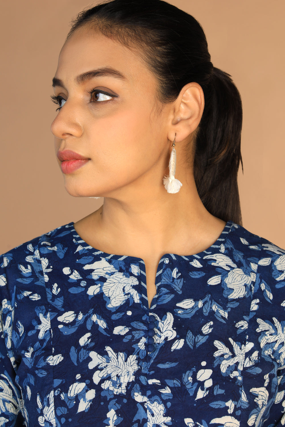 Indigo Bagru panelled dress
