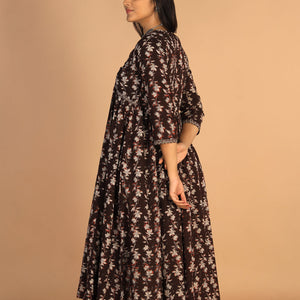 Deep bark brown Cotton Bagru dress