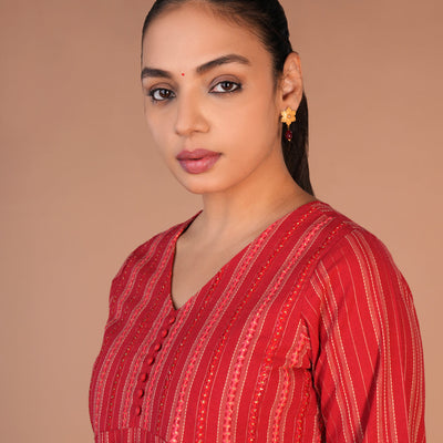 Fiesty Red cotton Kurti