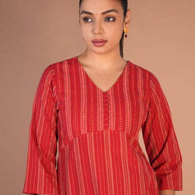 Fiesty Red cotton Kurti