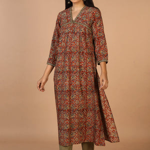 Embroidered cotton kalamkari kurti