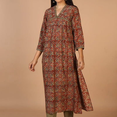 Embroidered cotton kalamkari kurti