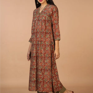 Embroidered cotton kalamkari kurti