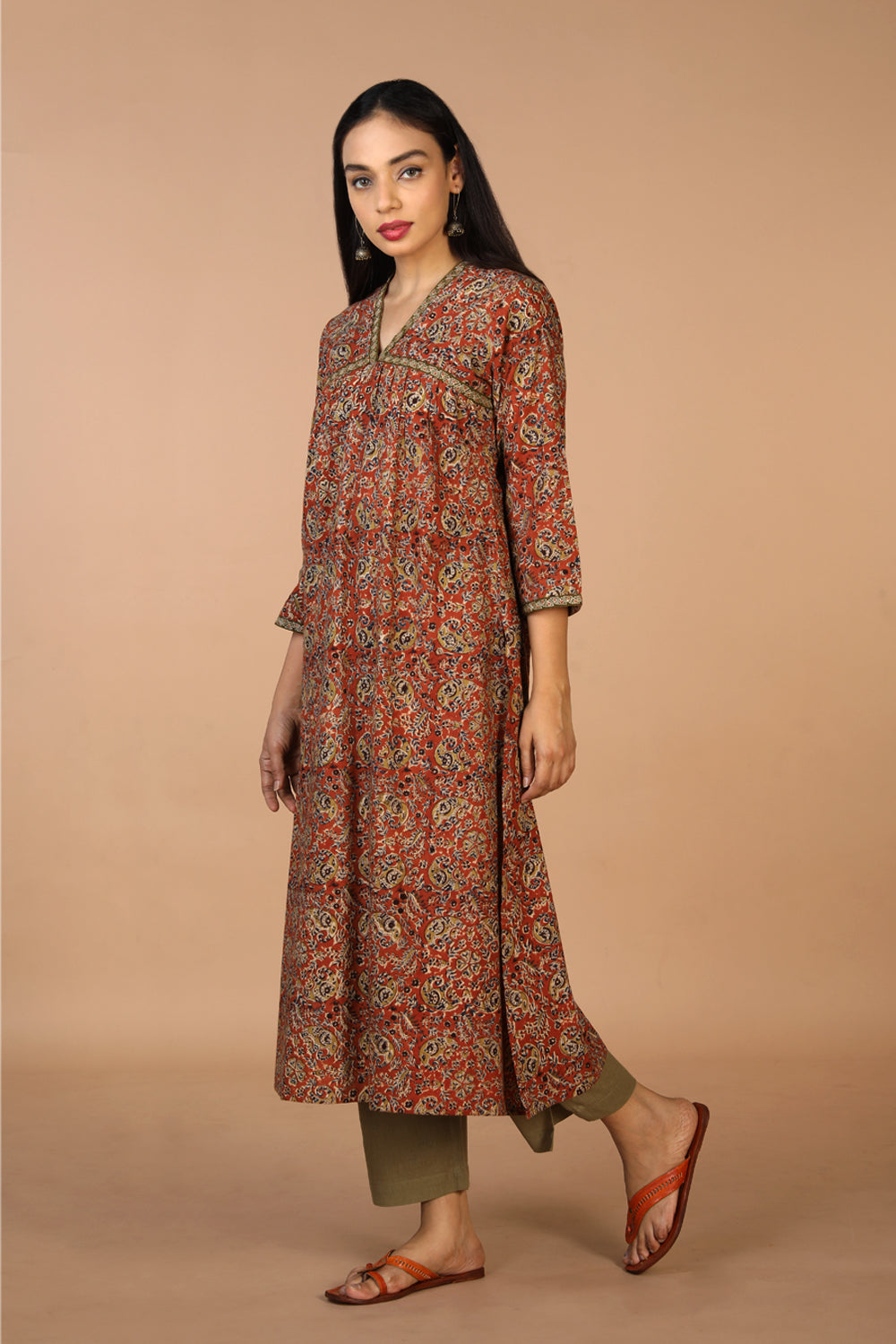 Embroidered cotton kalamkari kurti