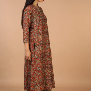 Embroidered cotton kalamkari kurti