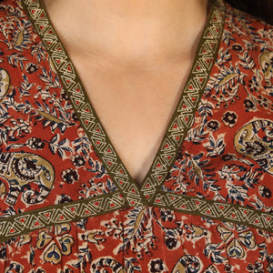 Embroidered cotton kalamkari kurti