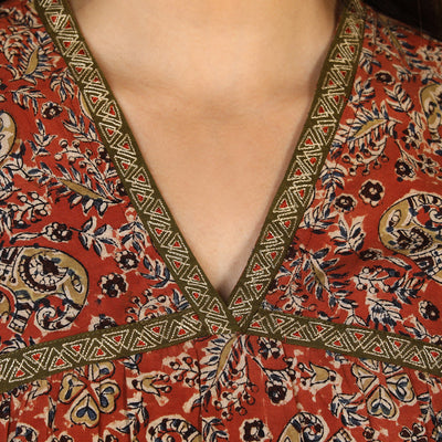 Embroidered cotton kalamkari kurti
