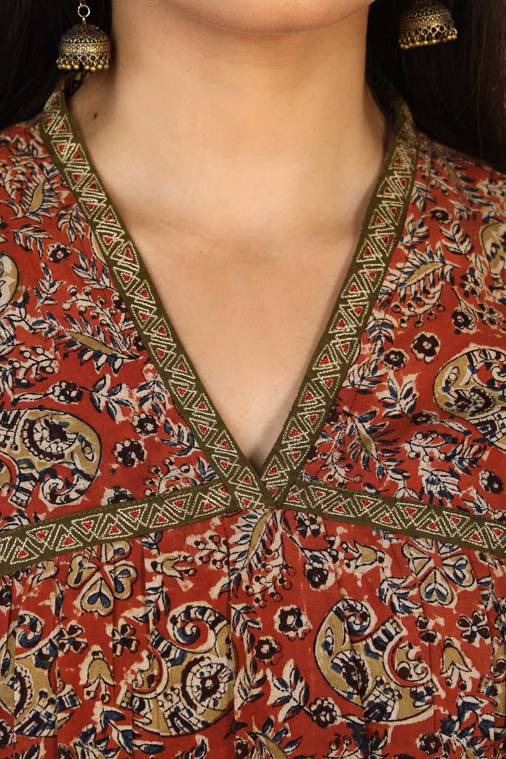 Embroidered cotton kalamkari kurti