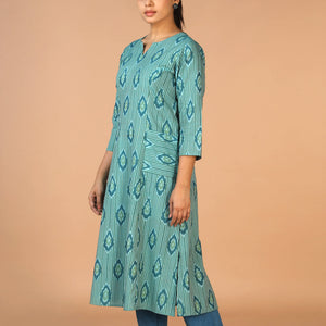 Handwoven Cotton Pochampally Ikat Kurti